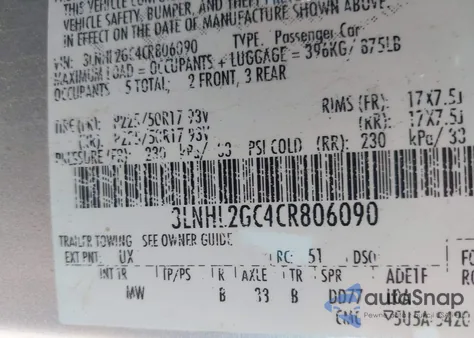 2012 Lincoln Mkz z USA, uszkodzony, nr VIN 3LNHL2GC4CR806090